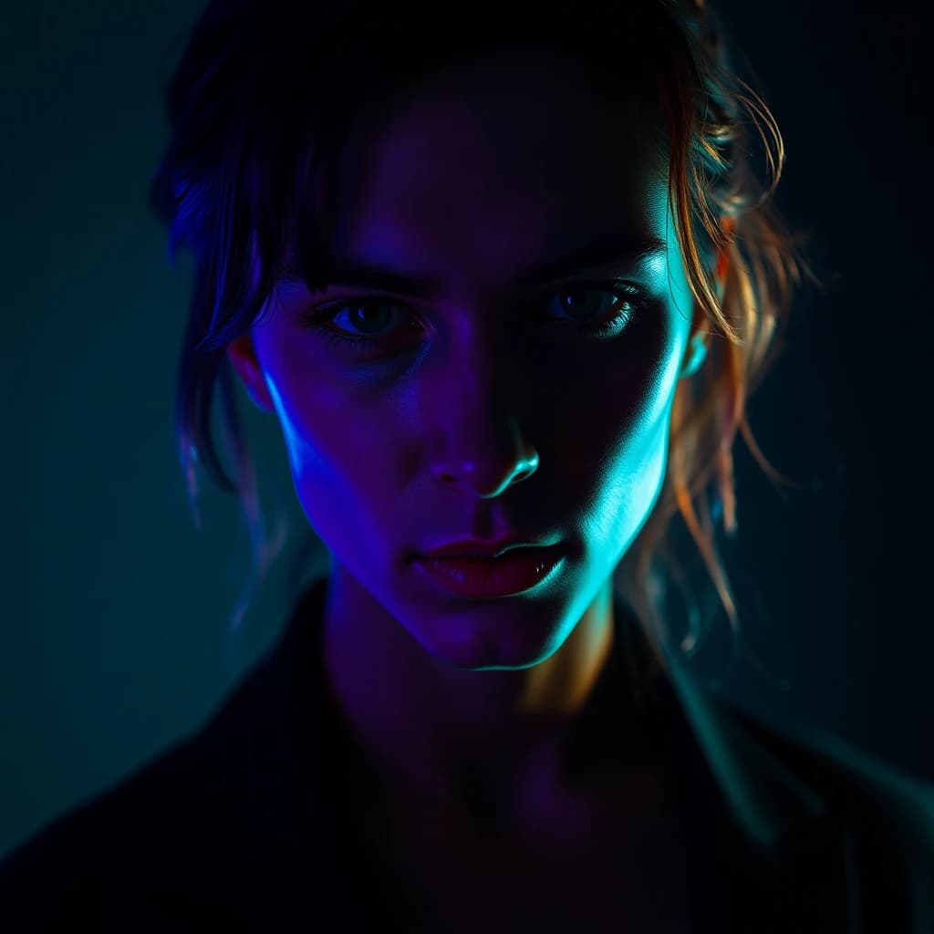 AI generated creative portrait with dramatic lighting - SelfAI AI photo studio