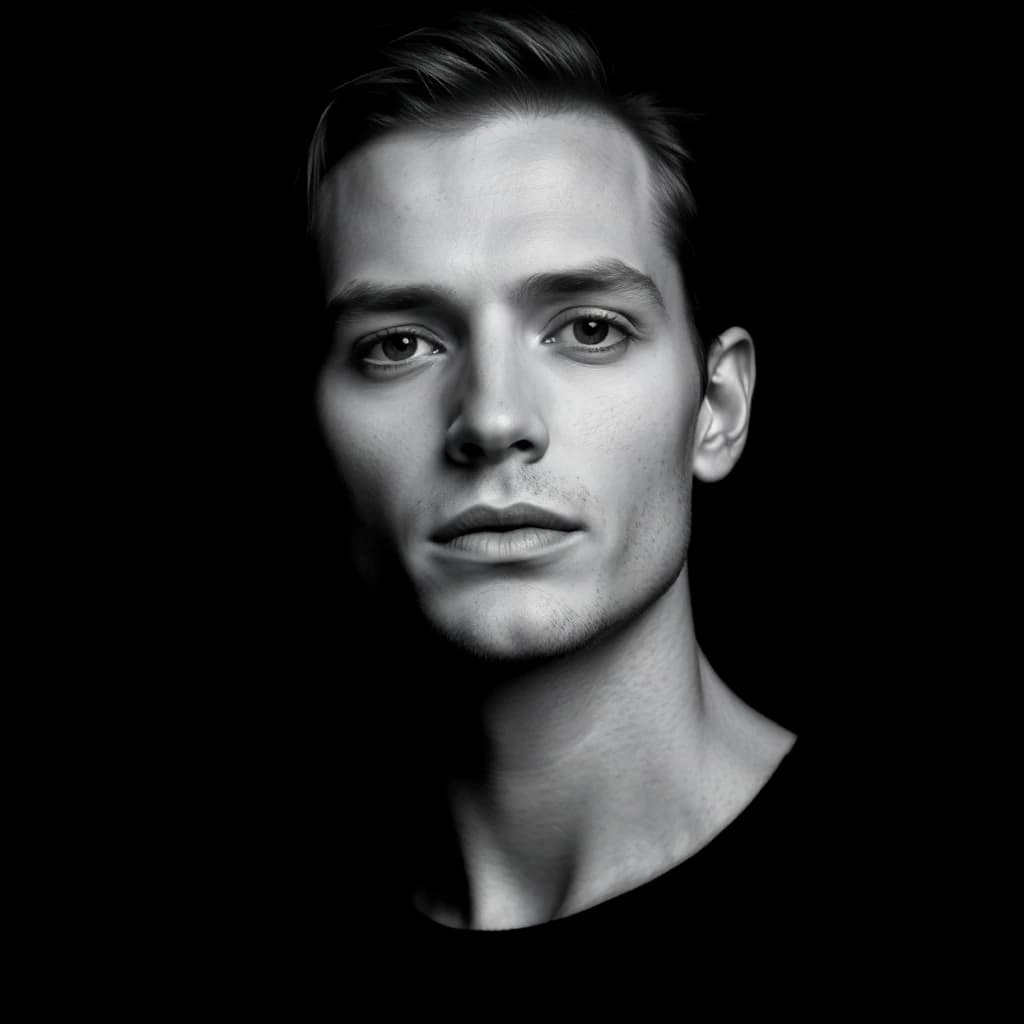 AI generated black and white portrait headshot - SelfAI AI photo studio